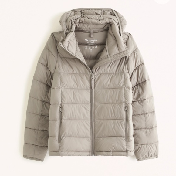 Abercrombie & Fitch Taupe Tan Lightweight Packable Puffer winter coat - sz m - Picture 2 of 11